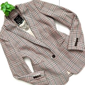J. Crew Parke Plaid Nello Gori Wool Blazer Italian Neutral Houndstooth Size 00